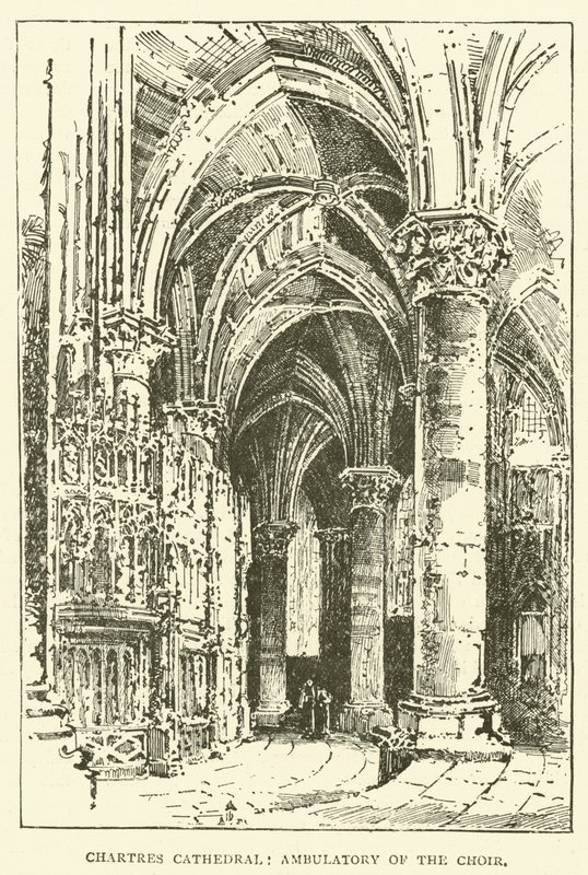 Katedralen i Chartres, körens ambulatorium (gravyr) av English School