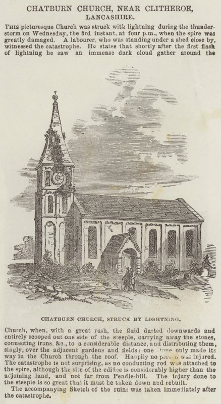 Chatburn Church, nära Clitheroe, Lancashire (gravyr) av English School