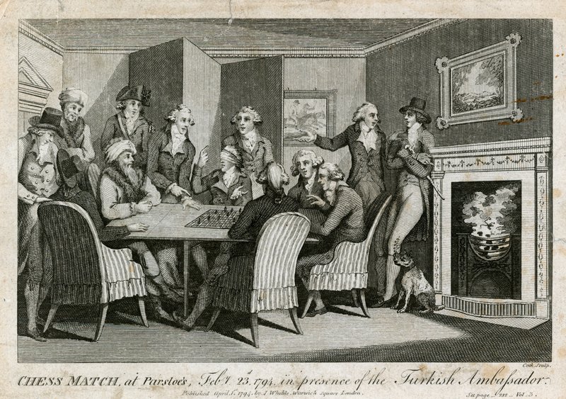 Schackmatch i Parsloes, 23 februari 1794, i närvaro av den turkiska ambassadören av English School