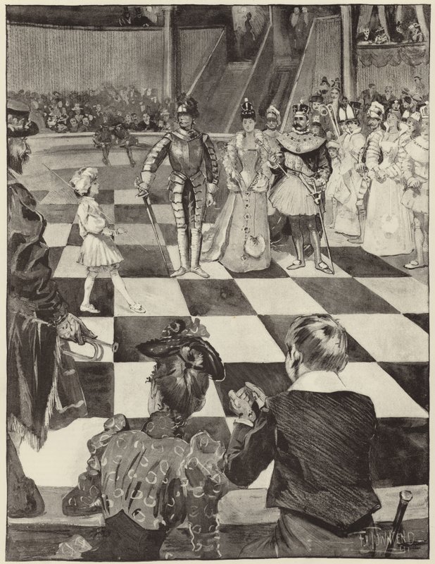 Schackturnering med levande pjäser på Henglers Circus av English School