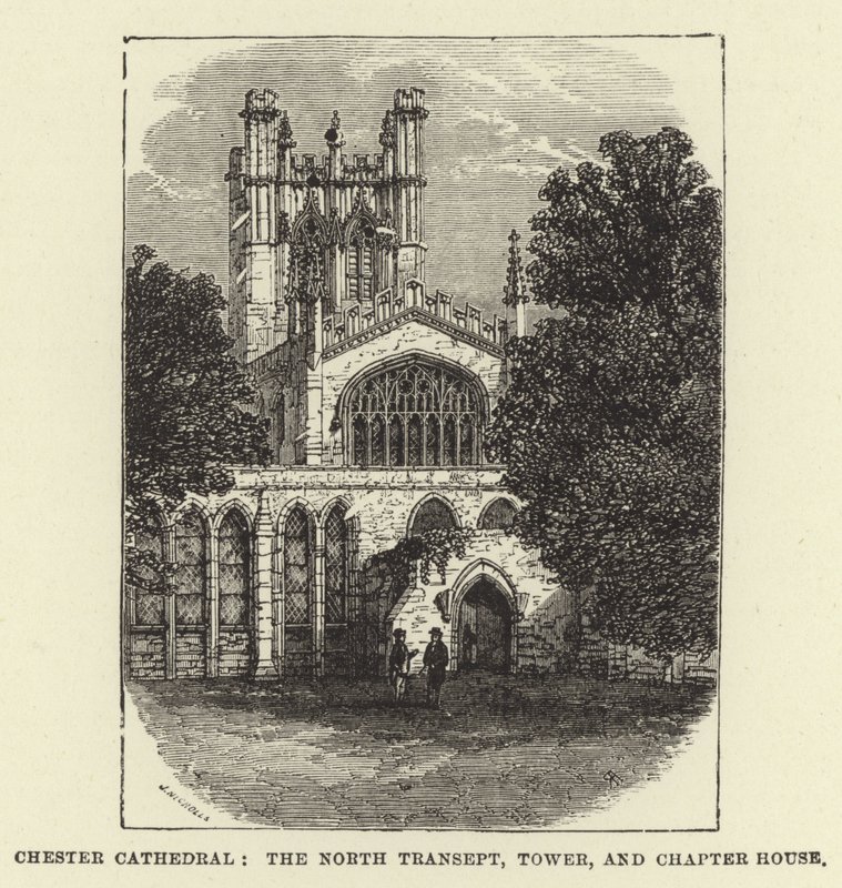 Chester Cathedral, North Transept, Tower och Chapter House av English School