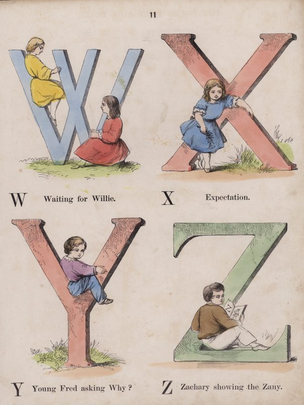 Barnalfabetet (färgad gravyr) av English School