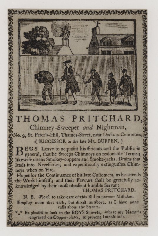 Skorstensfejare, Thomas Pritchard, byteskort av English School