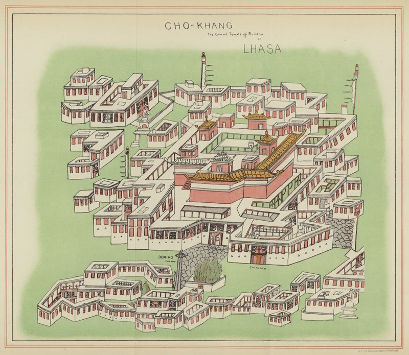 Cho-Khang, Buddhas stora tempel i Lhasa (färglitografi) av English School