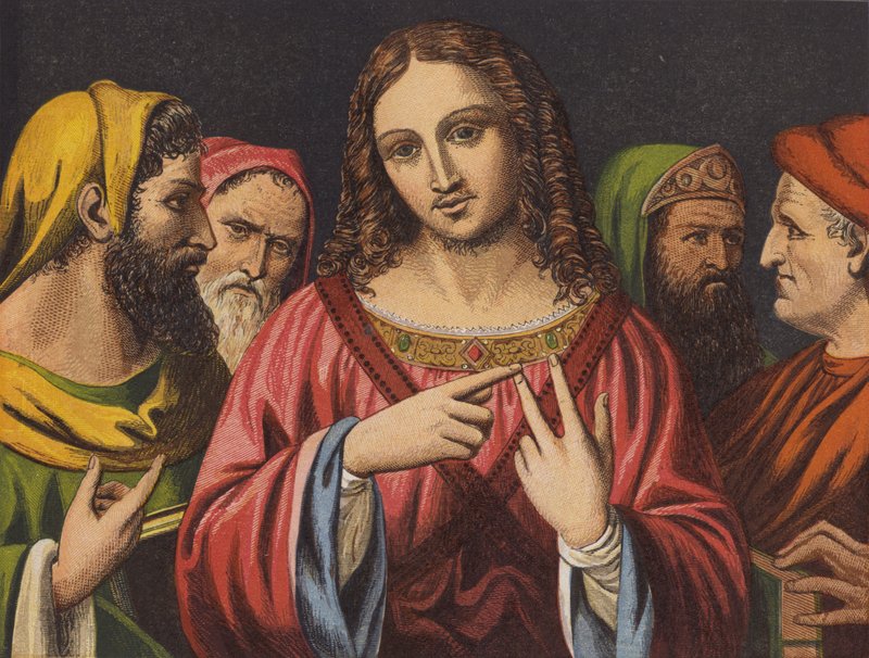 Kristus och de judiska läkarna (chromolitho) av English School
