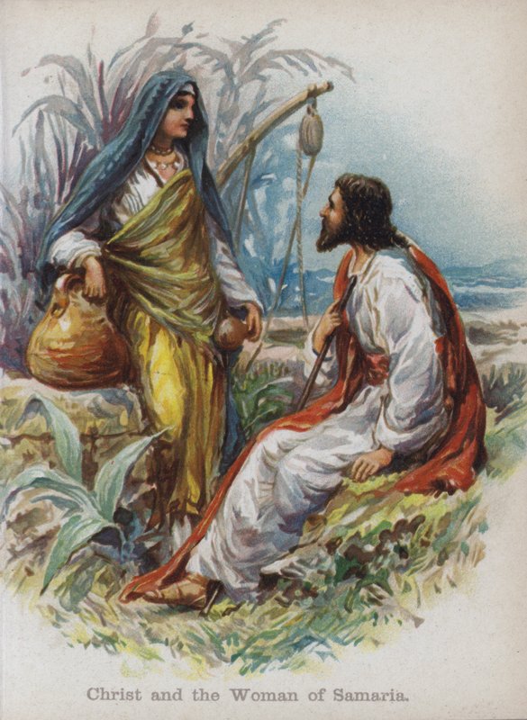 Kristus och kvinnan i Samaria (chromolitho) av English School