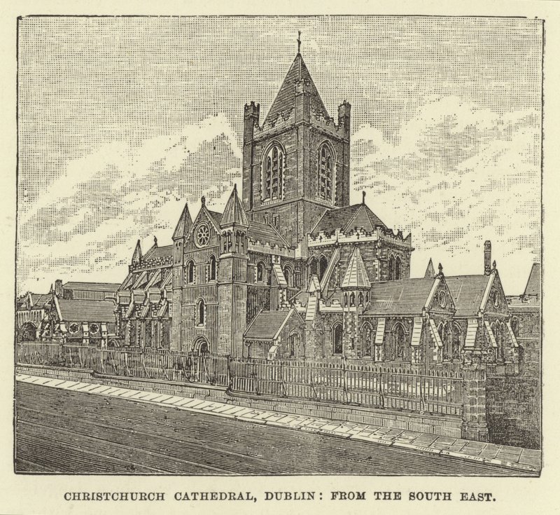 Christchurch Cathedral, Dublin, från sydost av English School
