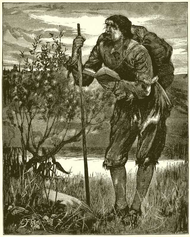 Christian som sett av Bunyan i sin dröm. Jag såg en man klädd med trasor av English School