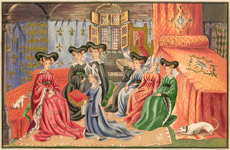 Christine de Pisan presenterar sina verk för drottningen av English School