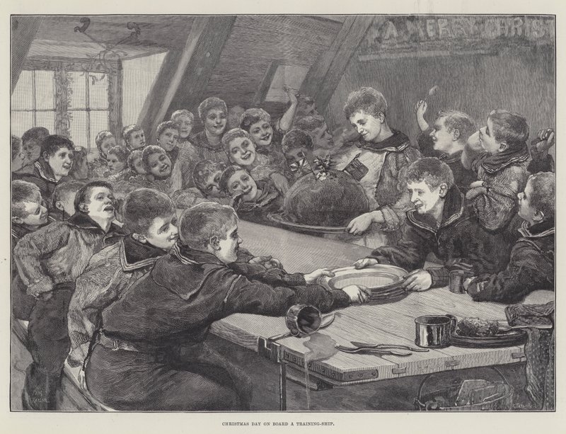 Juldagen ombord på ett träningsfartyg (gravyr) av English School