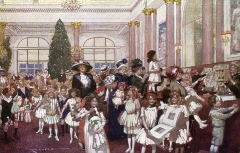 Julfester för barn, Savoy Hotel (litho i färg) av English School
