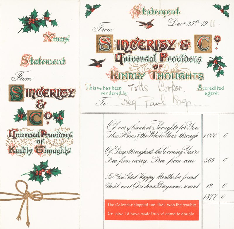 Christmas Statement (Snälla tankar), Julkort av English School