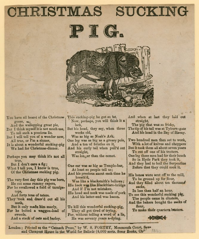 Christmas Sucking Pig, vers daterad 1863 av English School
