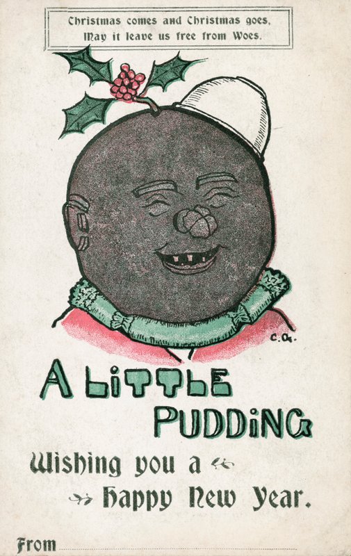 Julpudding (färg litho) av English School