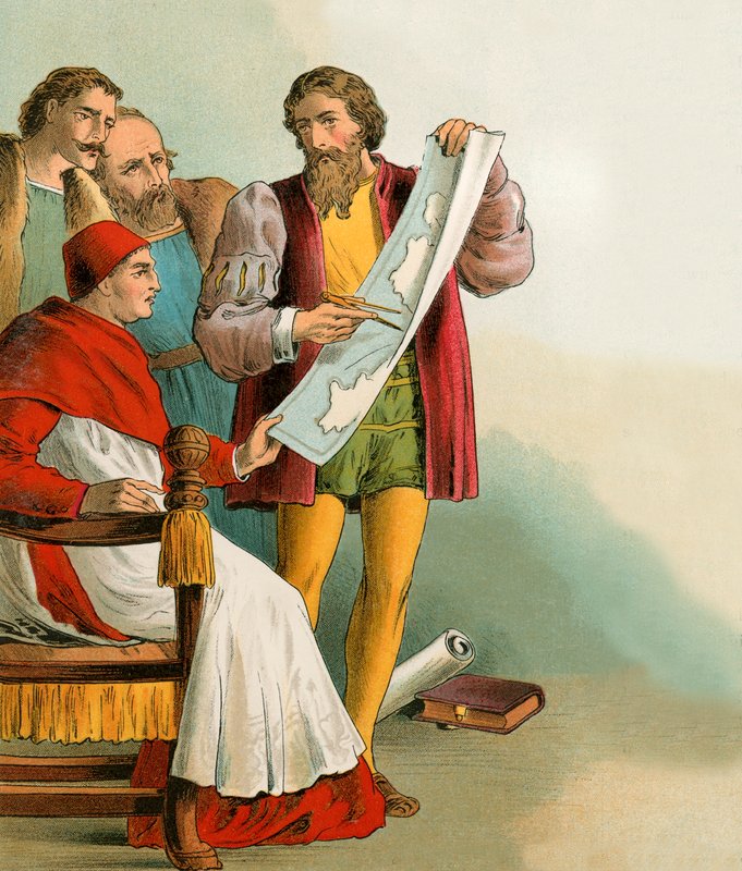 Christopher Columbus visar sina planer för portugiserna som förrådde honom av English School