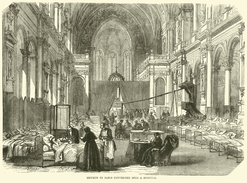 Kyrkan i Paris omvandlas till sjukhus, november 1870 av English School