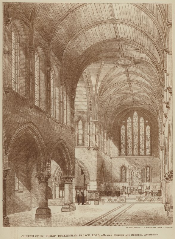 Church of St Philip, Buckingham Palace Road (gravyr) av English School