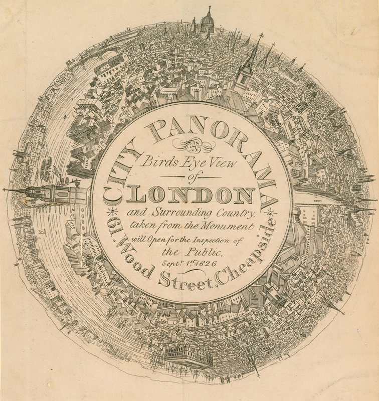 City Panorama, en fågelperspektiv över London och det omgivande landet taget från monumentet av English School
