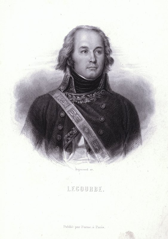 Claude Lecourbe, fransk general under franska revolutionen och Napoleonskrigen (gravyr) av English School