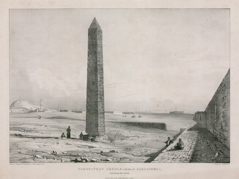Cleopatras Needle med en del av Alexandria, tagen från norr av English School