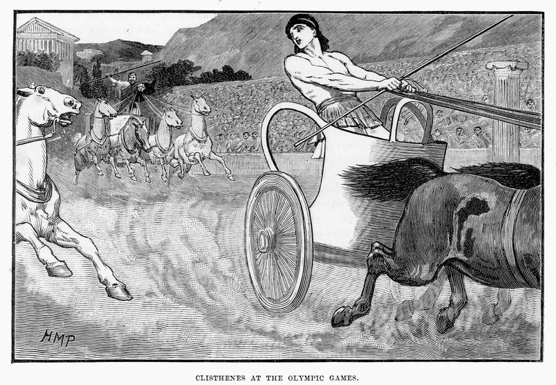 Clisthenes vid de olympiska spelen, illustration från Cassells Illustrated Universal History av Edward Ollier, 1890 av English School