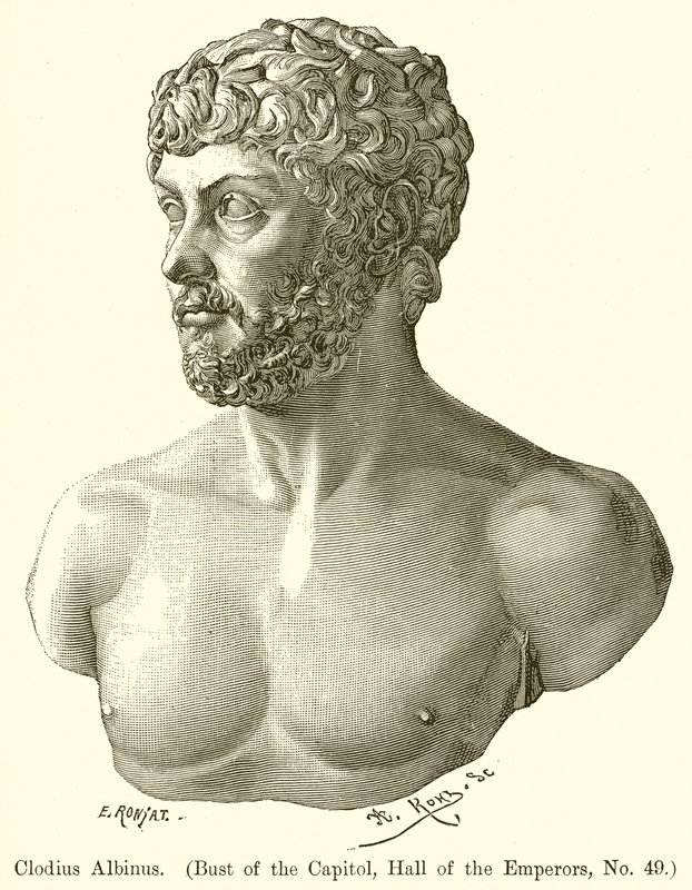 Clodius Albinus. (Byst av Capitolium, Hall of the Emperors, nr 49) av English School