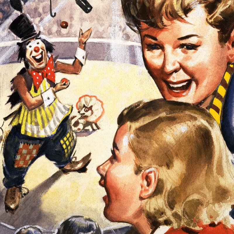Clown på en cirkus av English School