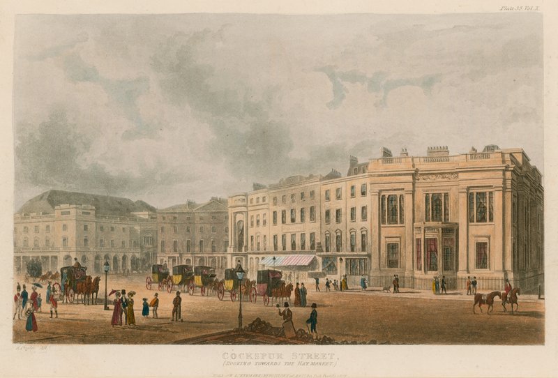 Cockspur Street, London, med utsikt mot Haymarket av English School