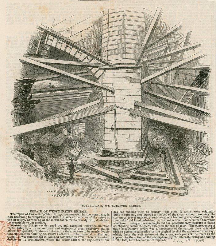 Cofferdam, Westminster Bridge av English School