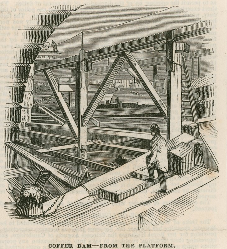 Cofferdam, Westminster Bridge, från plattformen av English School