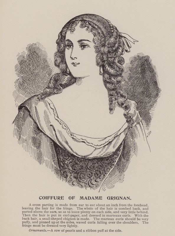 Coiffure av Madame Grignan (gravyr) av English School