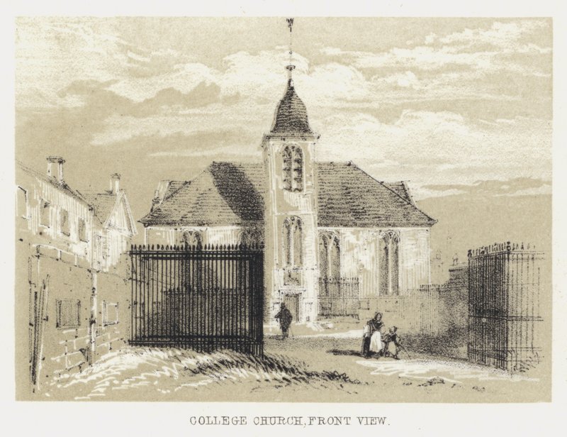 College Church, framifrån (gravyr) av English School