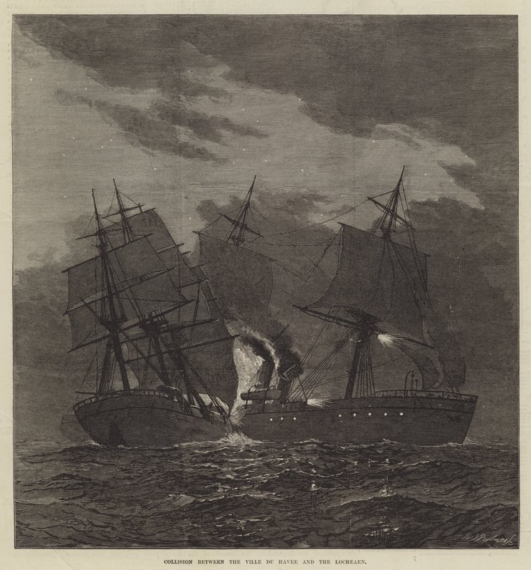 Kollision mellan Ville du Havre och Lochearn (gravyr) av English School