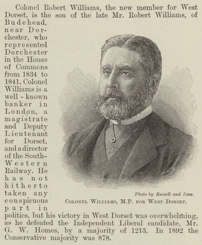 Överste Williams, MP för West Dorset (gravyr) av English School