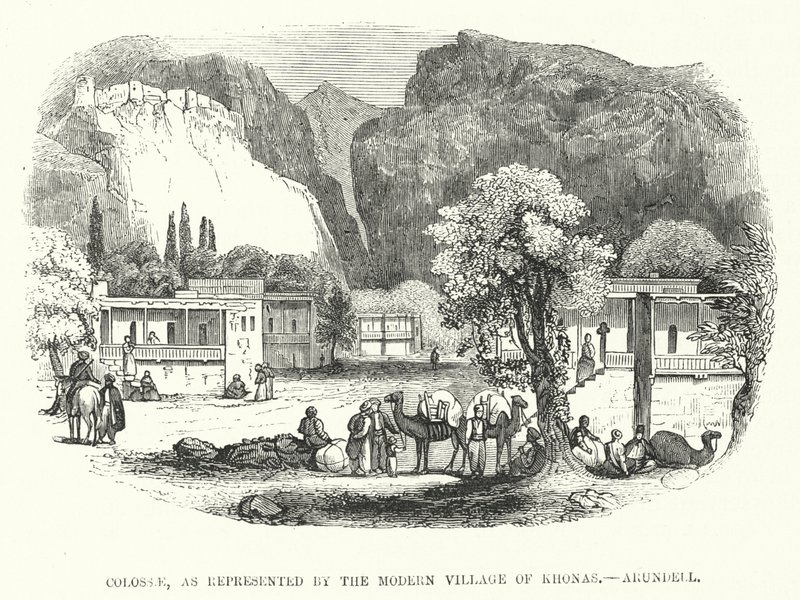 Colossae, som representeras av den moderna byn Khonas, Arundell (gravyr) av English School