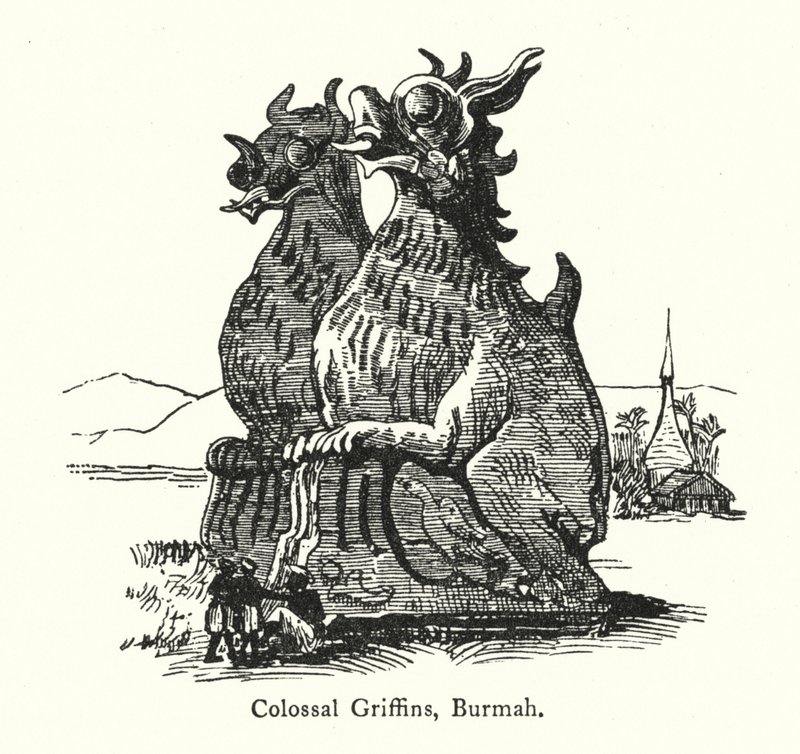 Colossal Griffins, Burmah (gravyr) av English School