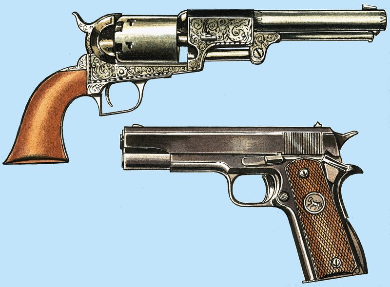 Colt Revolver och automat av English School