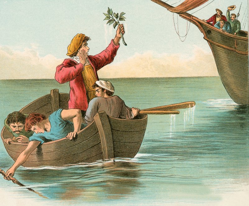 Columbus sjömän hittar tecken på land av English School