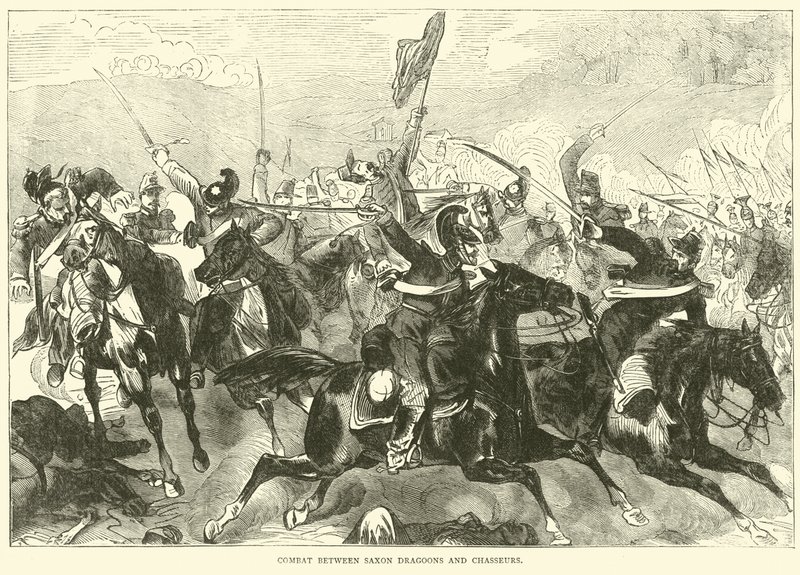 Strid mellan Saxon Dragoons och Chasseurs, september 1870 av English School