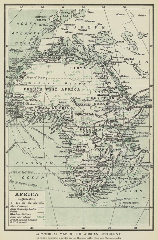 Kommersiell karta över den afrikanska kontinenten (litografi) av English School