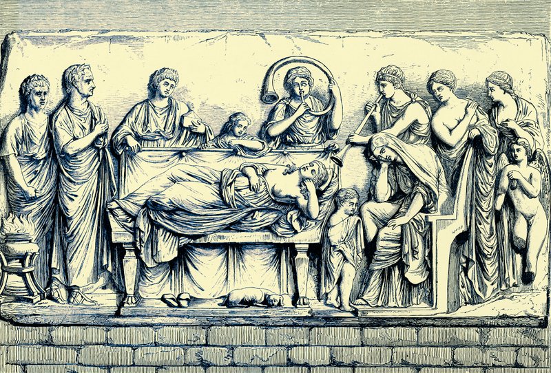 Conclamatio over the dead, illustration från History of Rome av Victor Duruy, publicerad 1884 (digitalt förbättrad bild) av English School