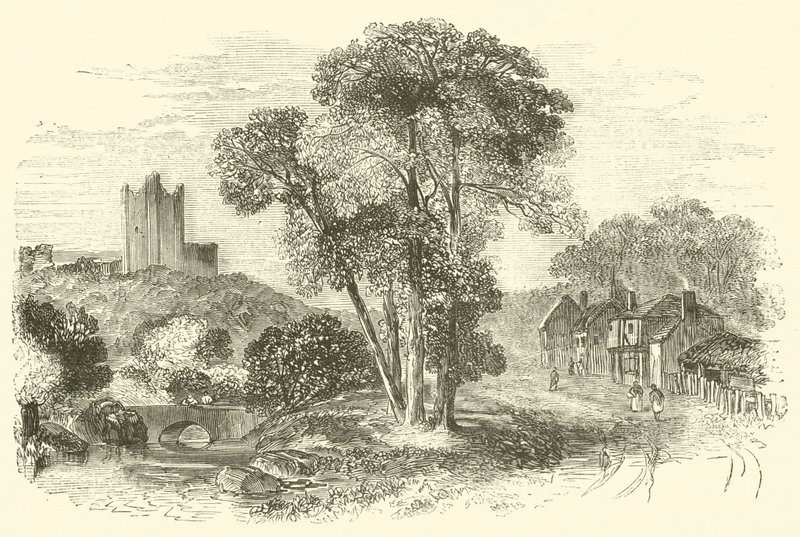 Conisbrough (eller Conisbrough) Castle (gravyr) av English School
