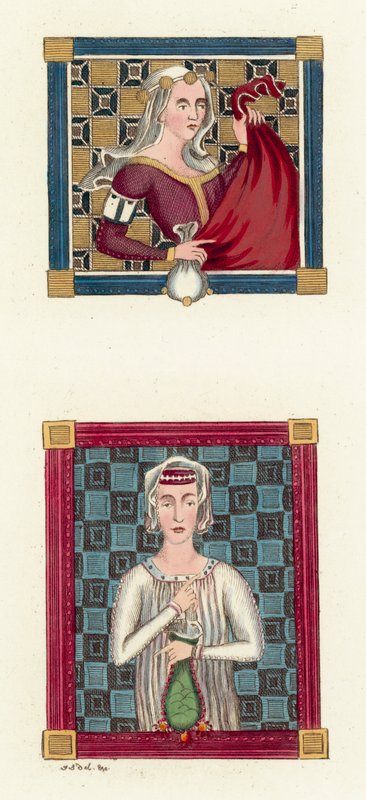 Constance Queen of Castille (färgad gravyr) av English School