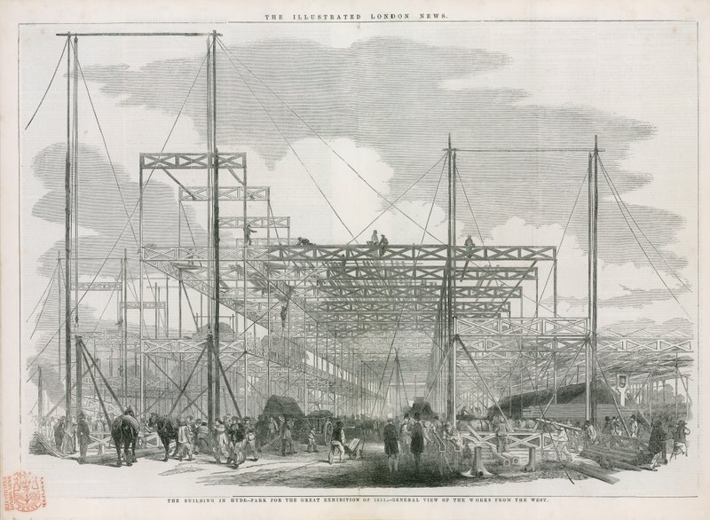 Byggandet av Crystal Palace, stora utställningen 1851 av English School