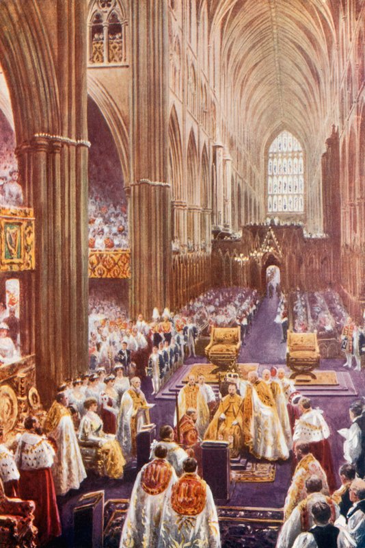 Kröningsceremoni i Westminster Abbey av English School