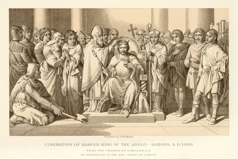 Kröning av Harold King of the Anglo Saxons av English School