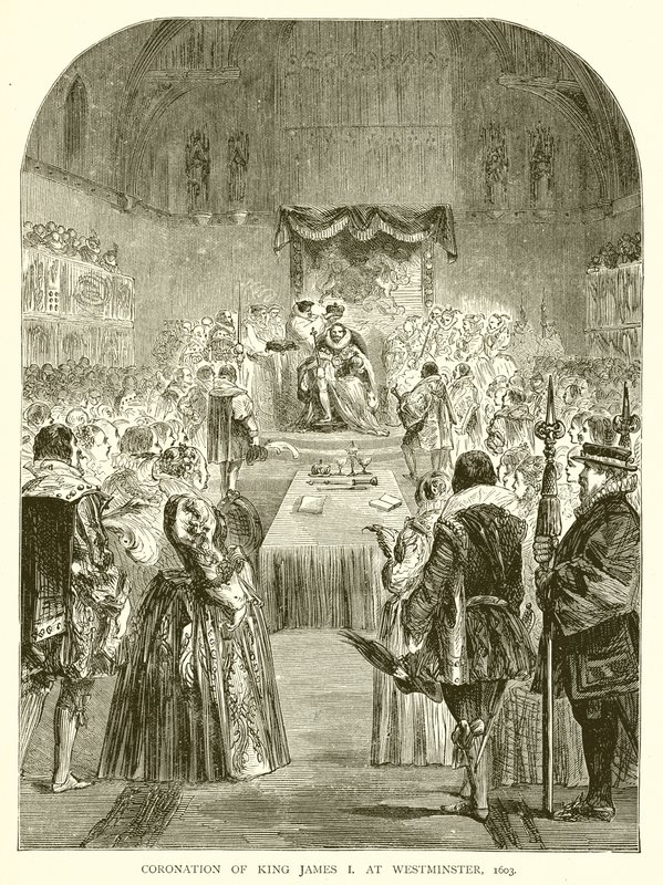 Kröning av kung James I i Westminster, 1603 av English School