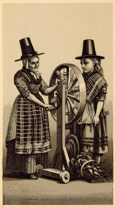 Wales kostymer: Spinning Genny (litho) av English School