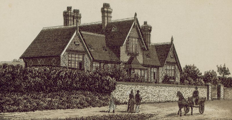 Cottage Hospital, Petersfield (litografi) av English School