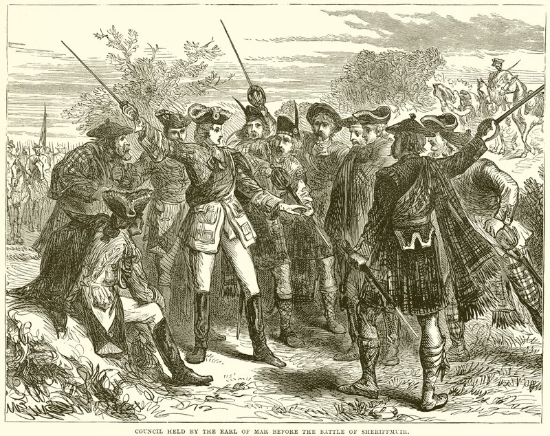 Råd som hölls av jarlen av Mar före slaget vid Sheriffmuir av English School